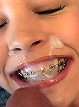 Girl with braces cummed on